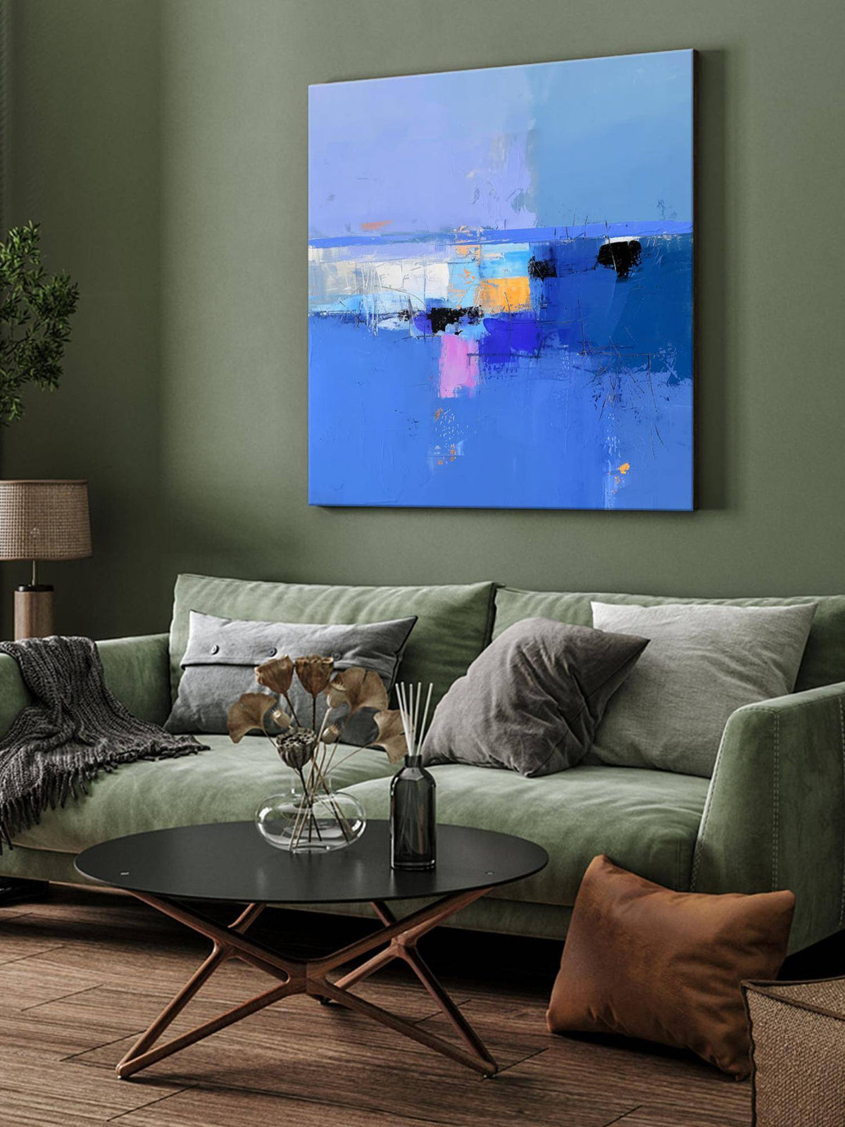 999Store Blue Serenity Abstract Canvas-Wrapped Painting · Free Size