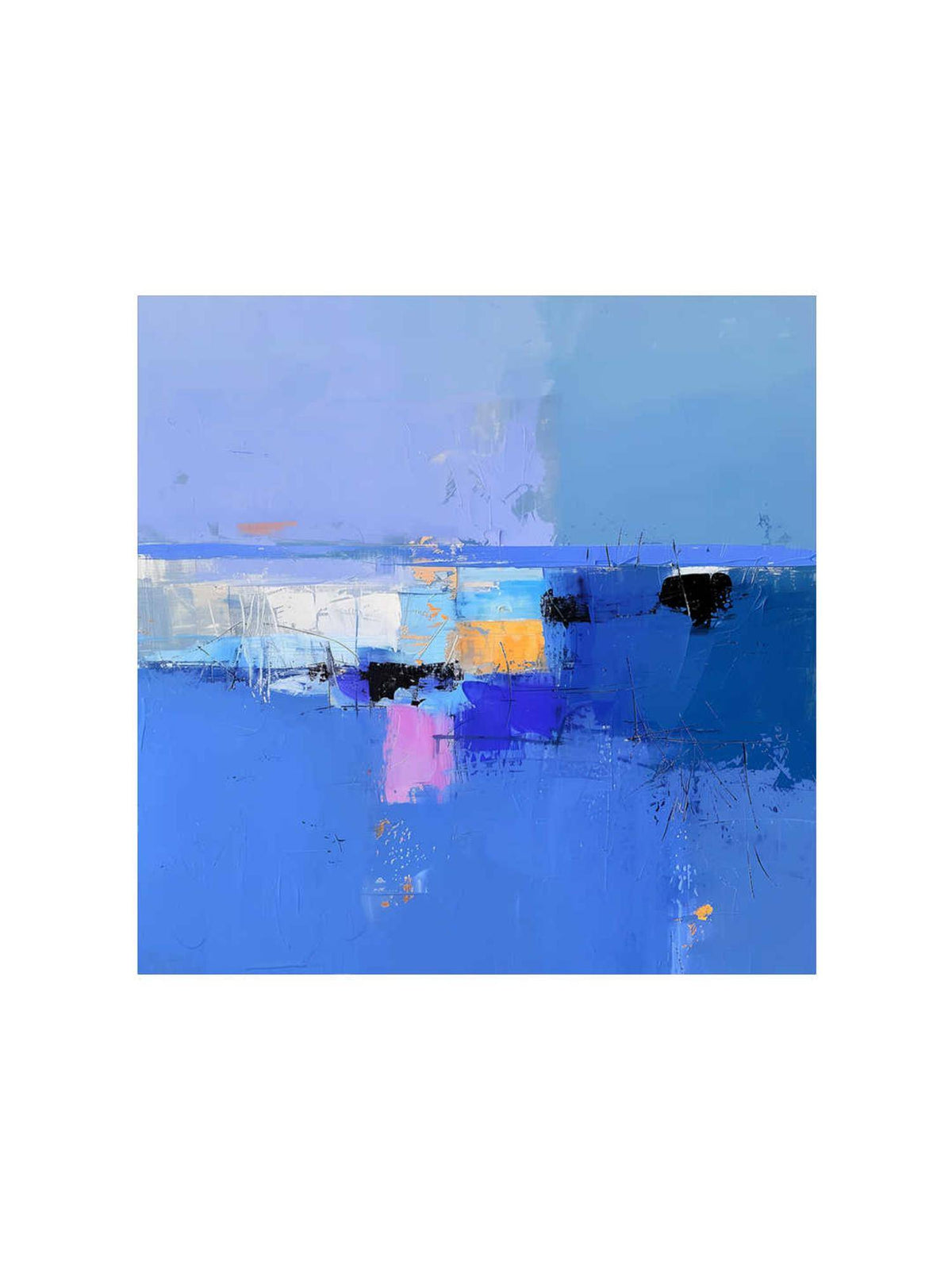 999Store Blue Serenity Abstract Canvas-Wrapped Painting