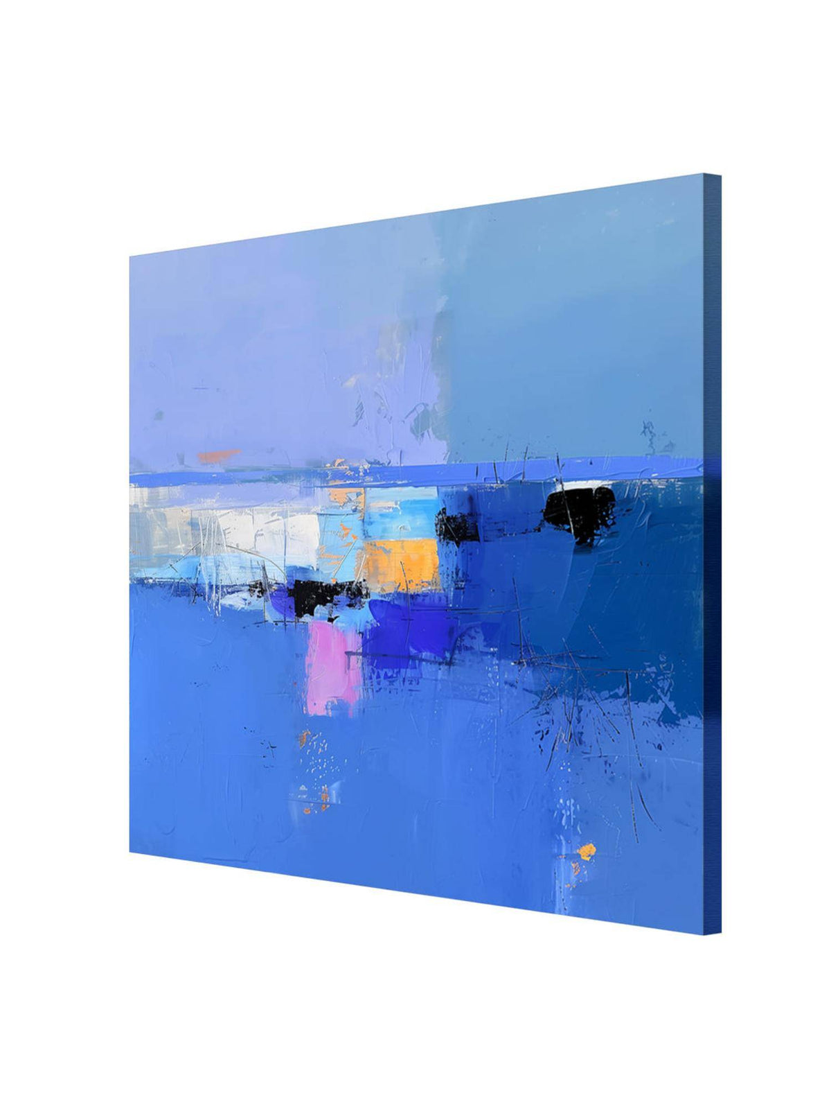 999Store Blue Serenity Abstract Canvas-Wrapped Painting