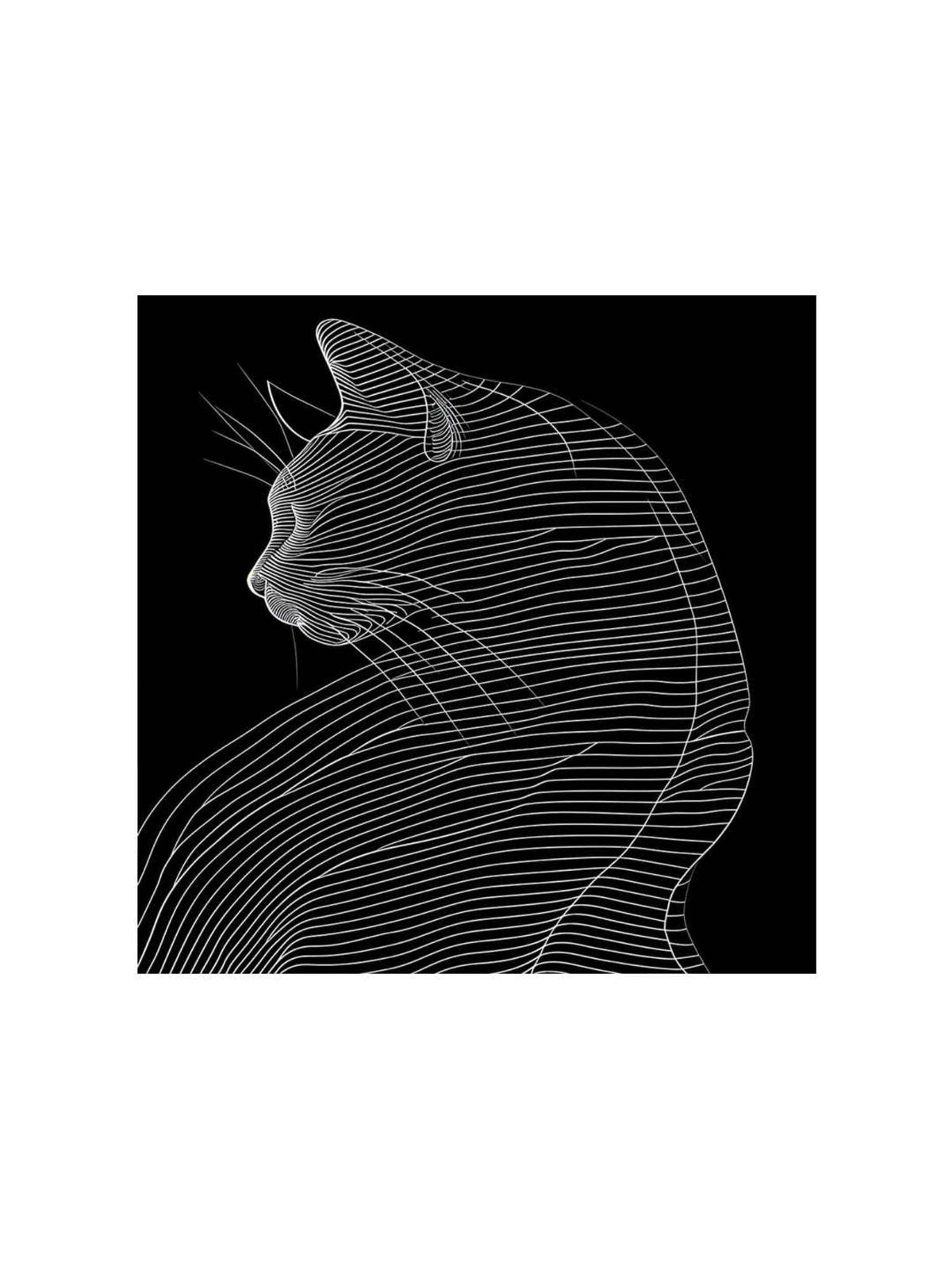 999Store Line Art Cat Canvas-Wrapped Painting
