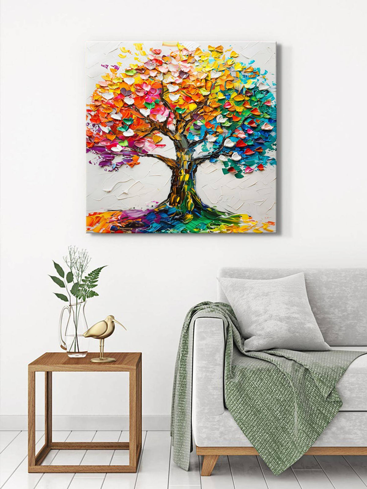 999Store Colourful Tree Canvas-Wrapped Painting