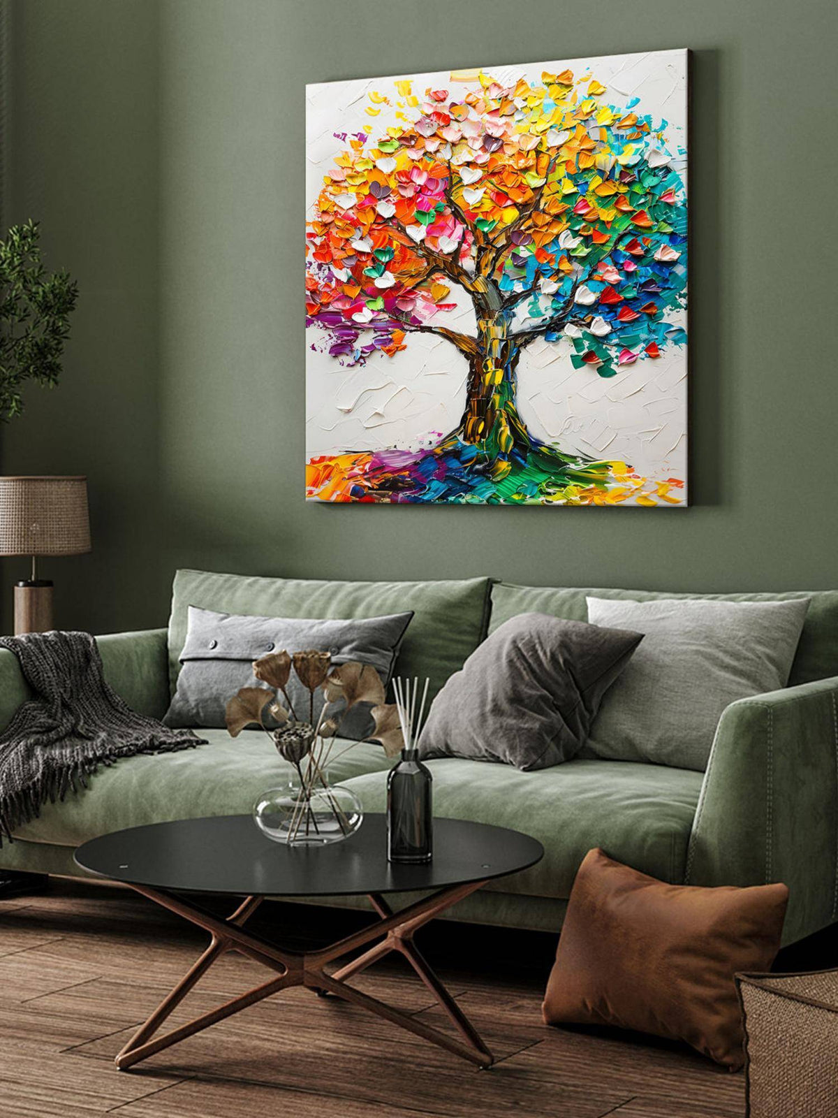999Store Colourful Tree Canvas-Wrapped Painting