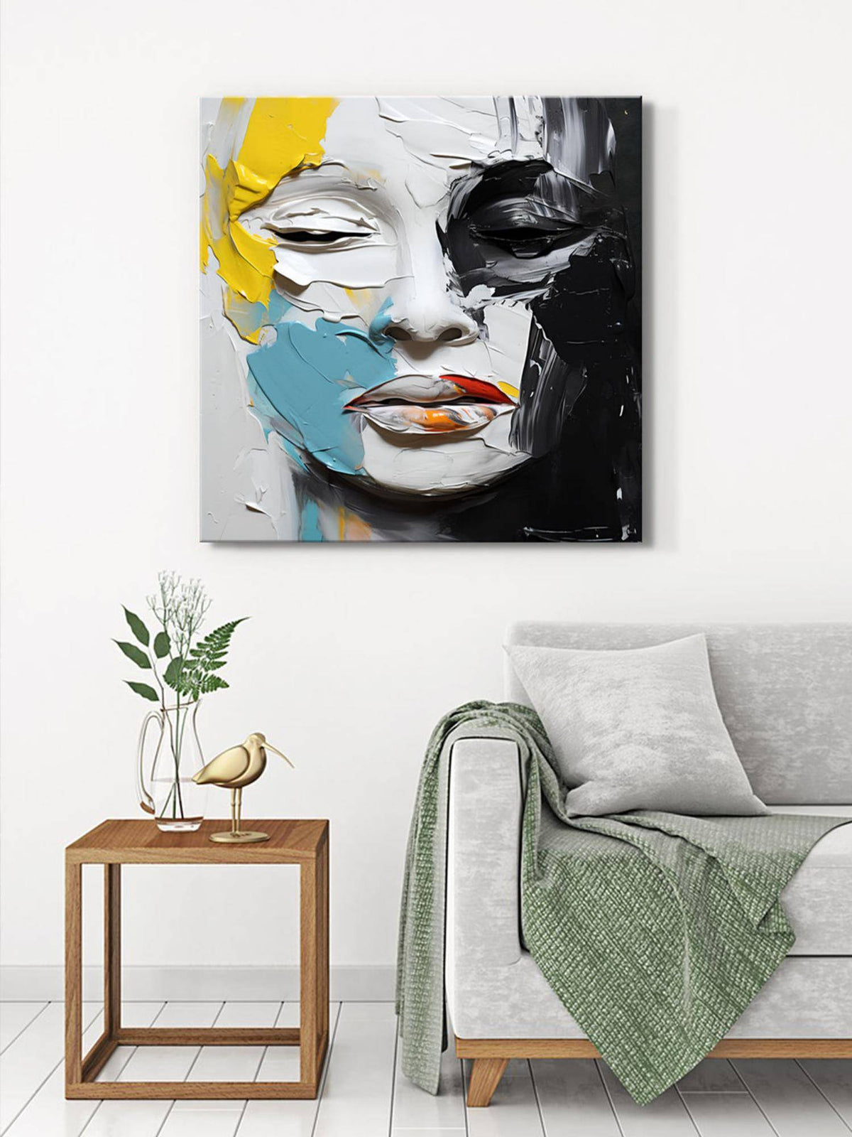 999Store Abstract Face Canvas-Wrapped Painting · Free Size