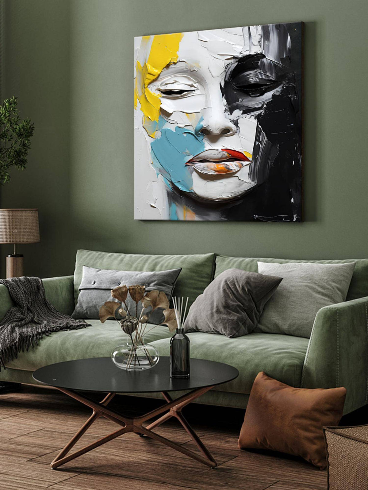 999Store Abstract Face Canvas-Wrapped Painting · Free Size