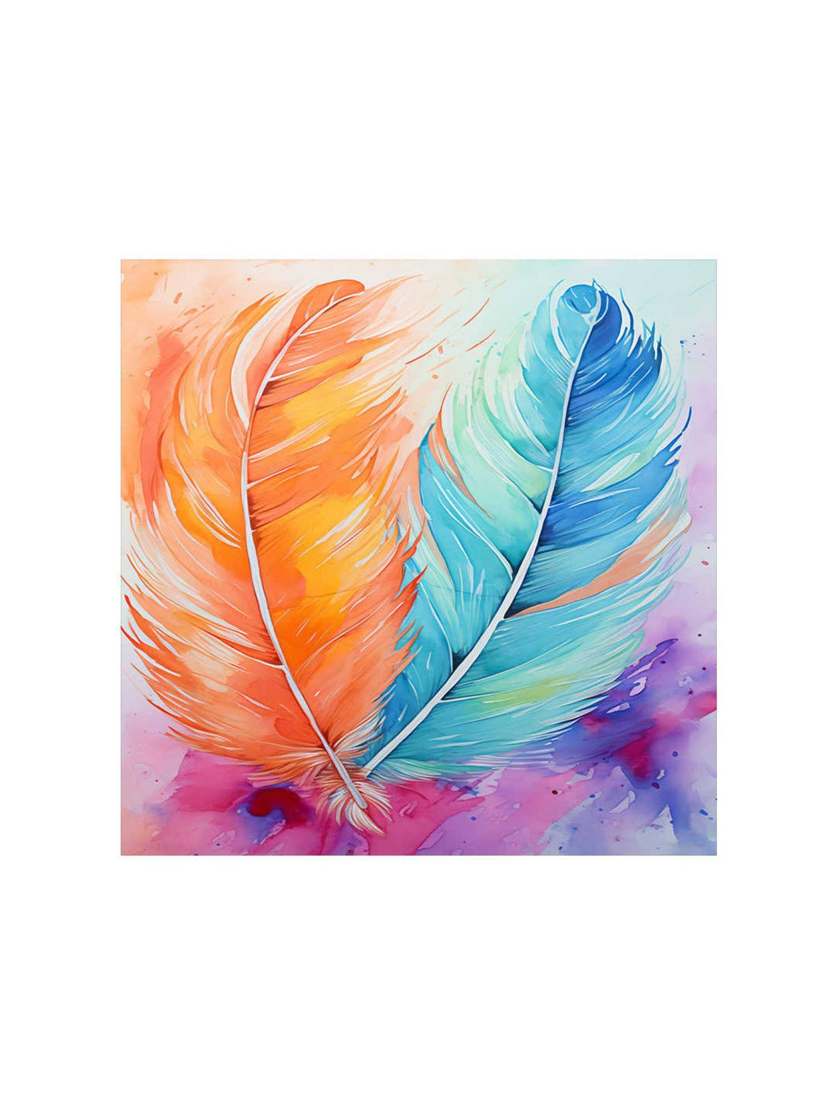 999Store Feathers Watercolor Canvas-Wrapped Painting