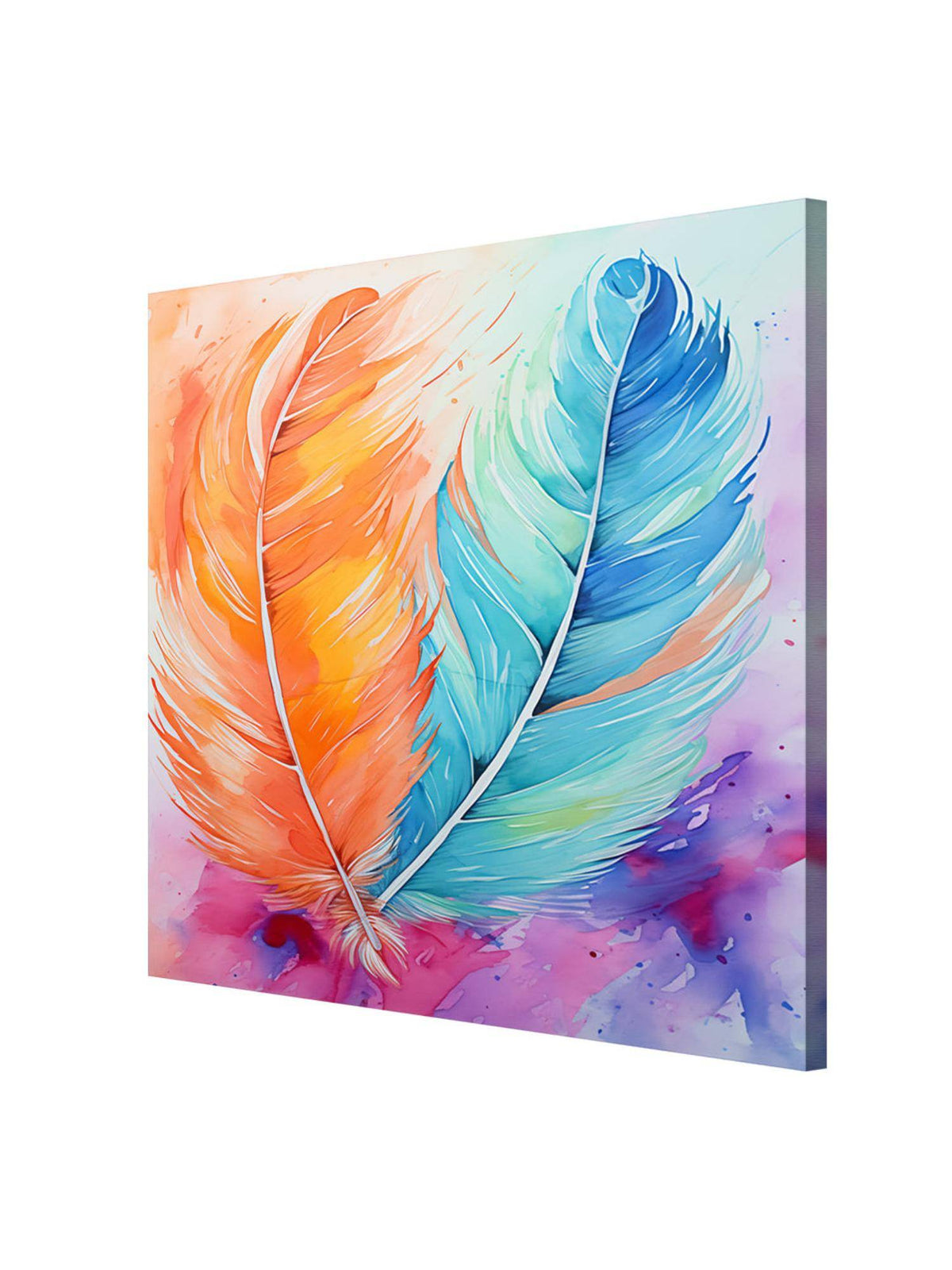 999Store Feathers Watercolor Canvas-Wrapped Painting