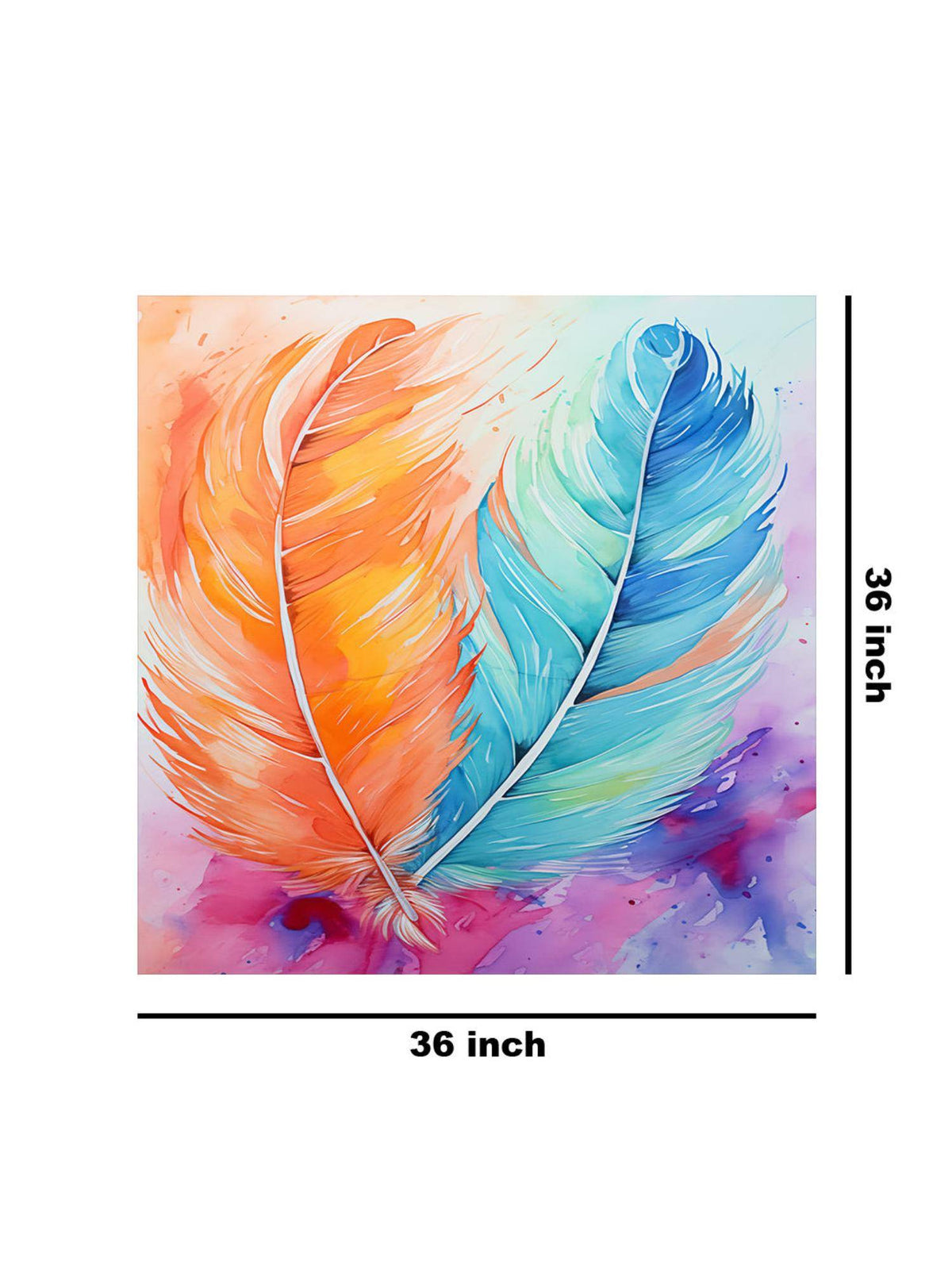 999Store Feathers Watercolor Canvas-Wrapped Painting