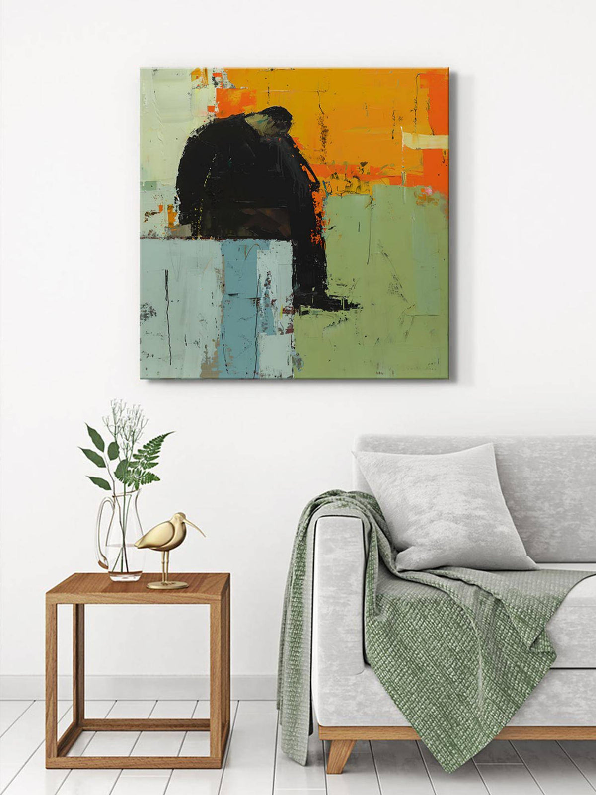 999Store Pensive Figure Canvas-Wrapped Painting