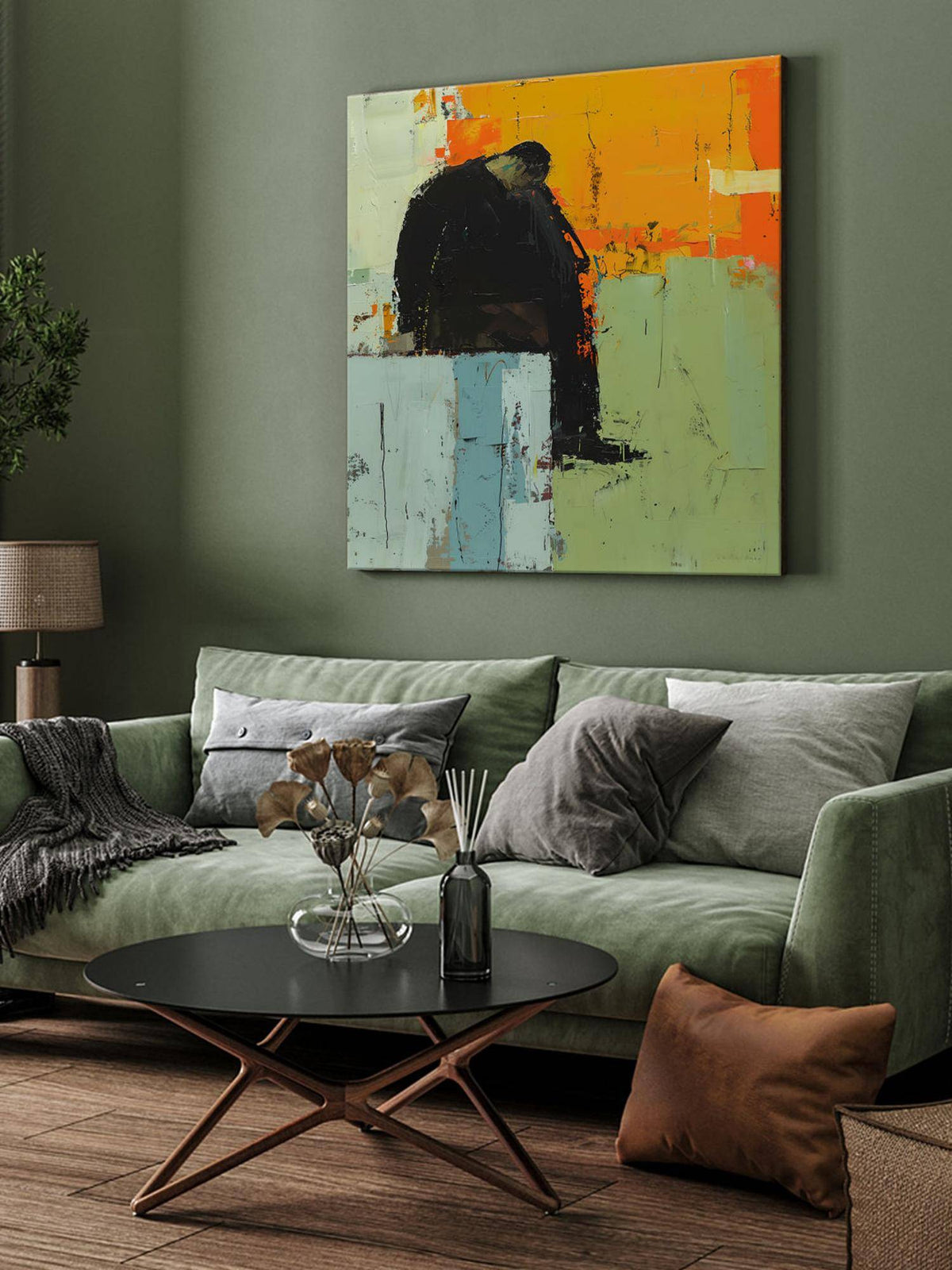 999Store Pensive Figure Canvas-Wrapped Painting