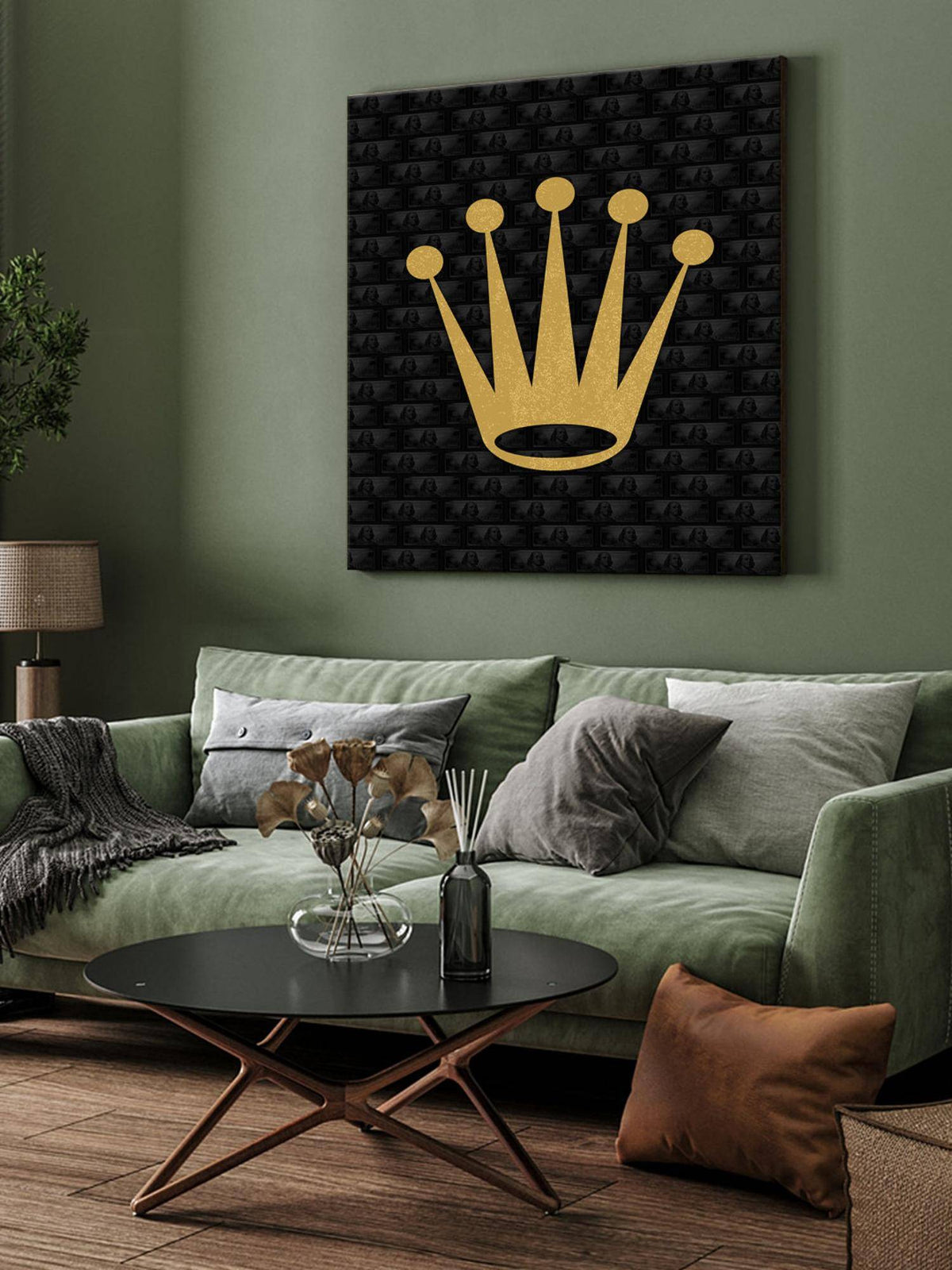 999Store Golden Crown Canvas-Wrapped Painting
