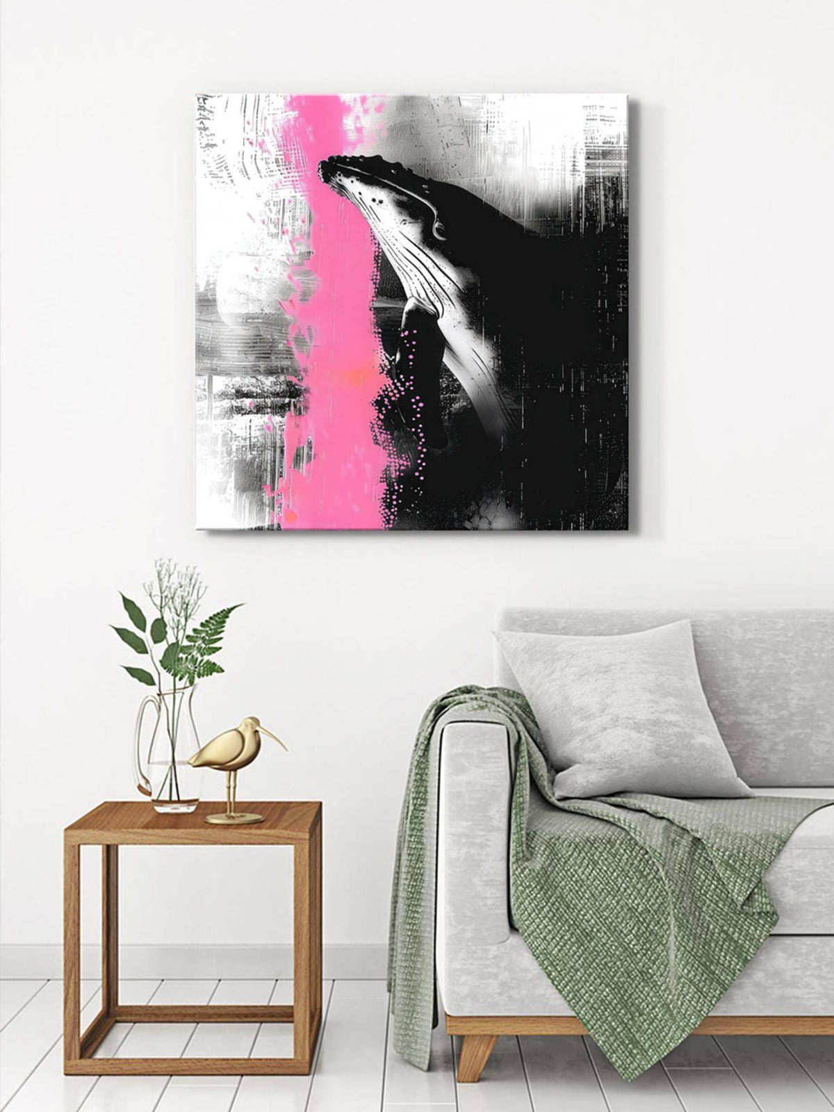 999Store Whale Graffiti Canvas-Wrapped Painting
