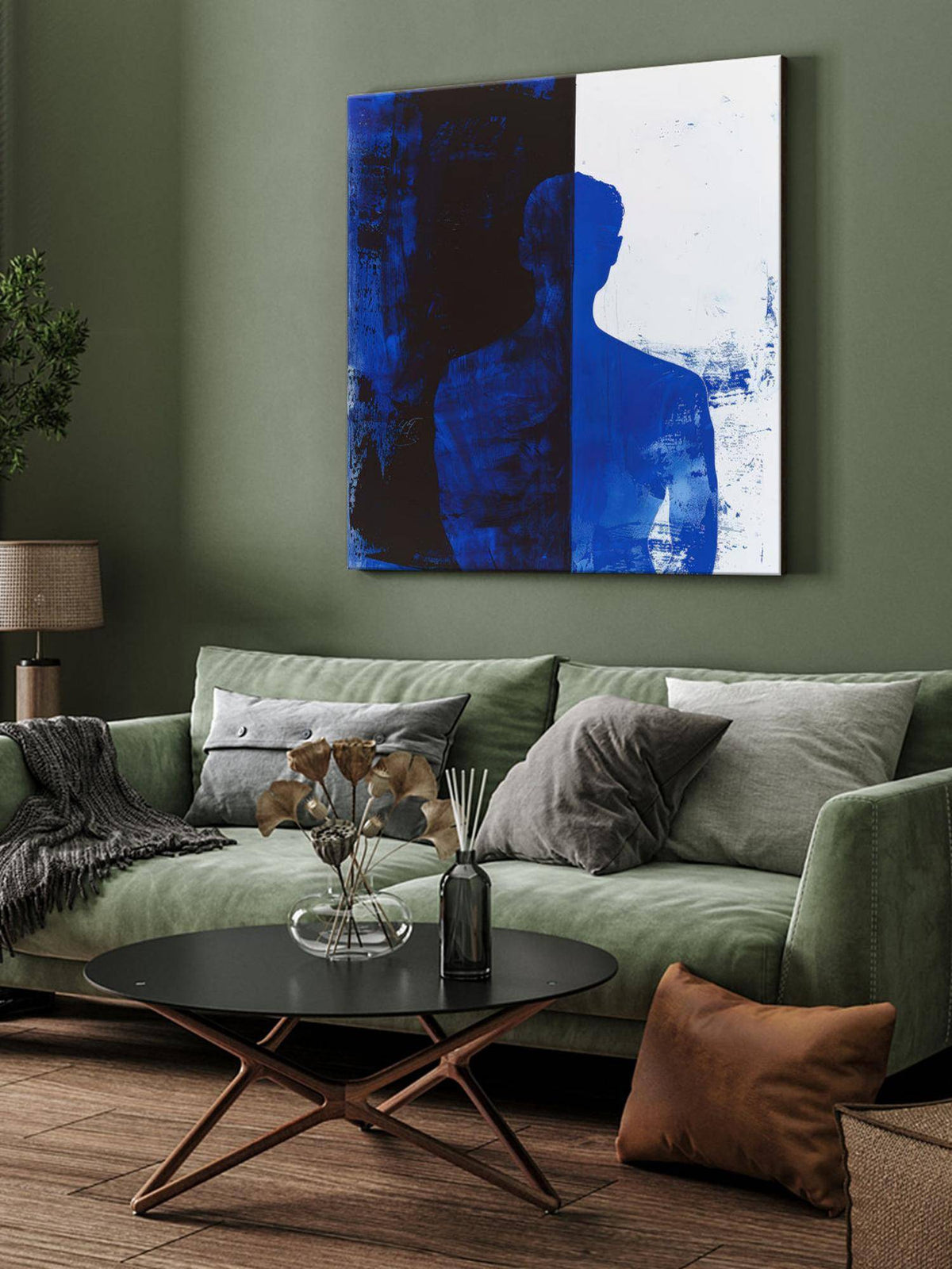 999Store Blue Shadow Silhouette Canvas-Wrapped Painting