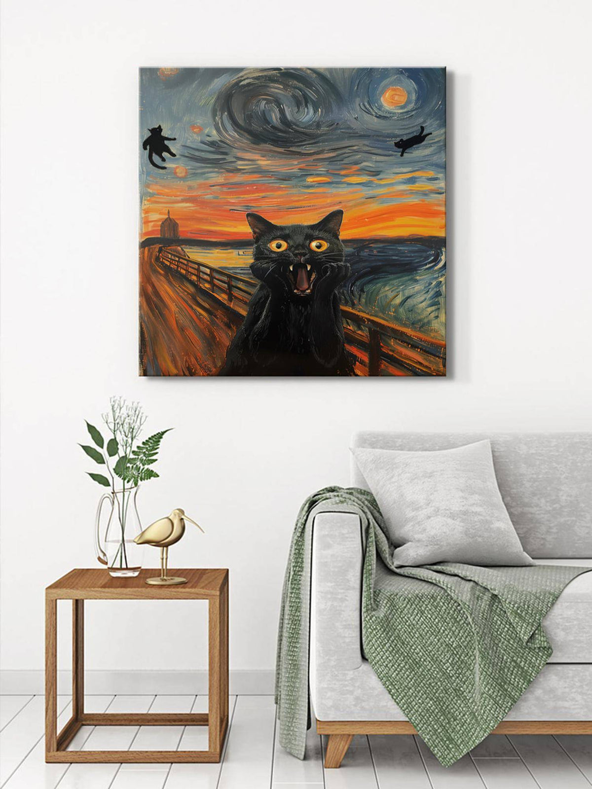999Store Scream Cat Canvas-Wrapped Painting