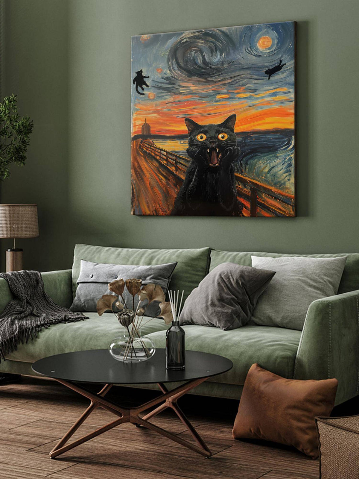 999Store Scream Cat Canvas-Wrapped Painting