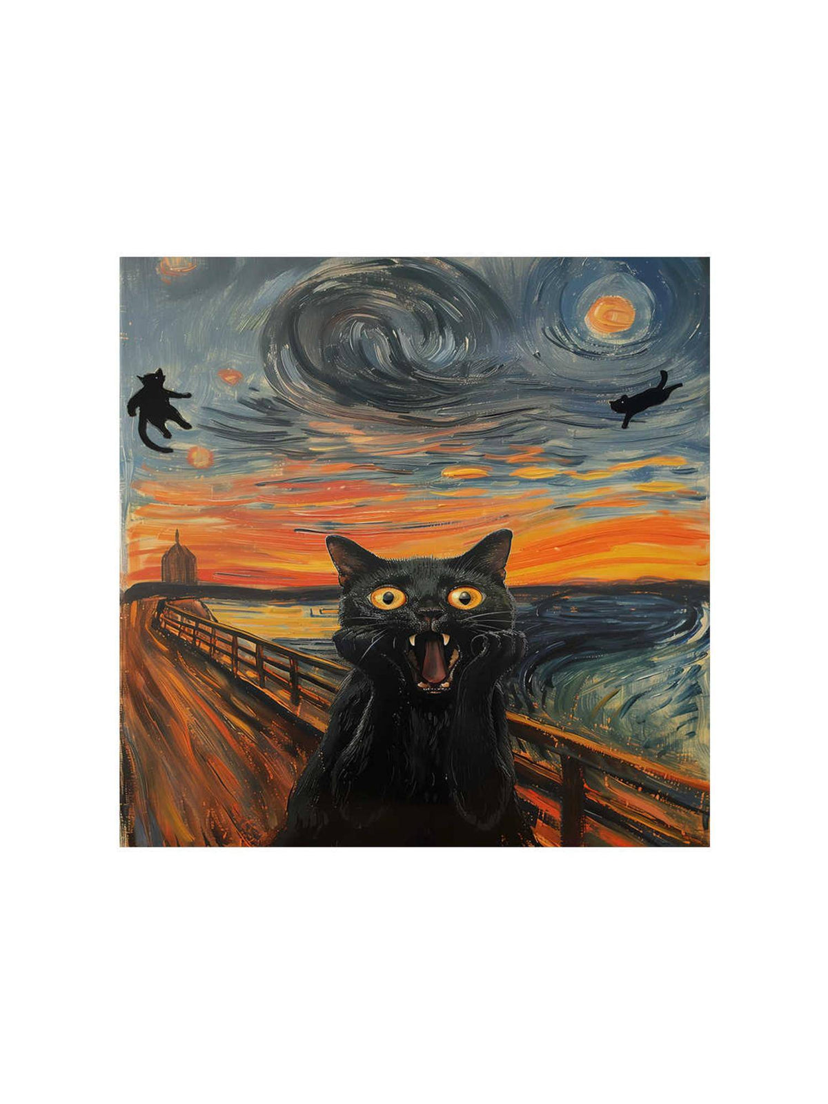 999Store Scream Cat Canvas-Wrapped Painting