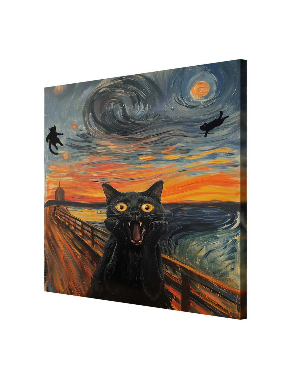 999Store Scream Cat Canvas-Wrapped Painting