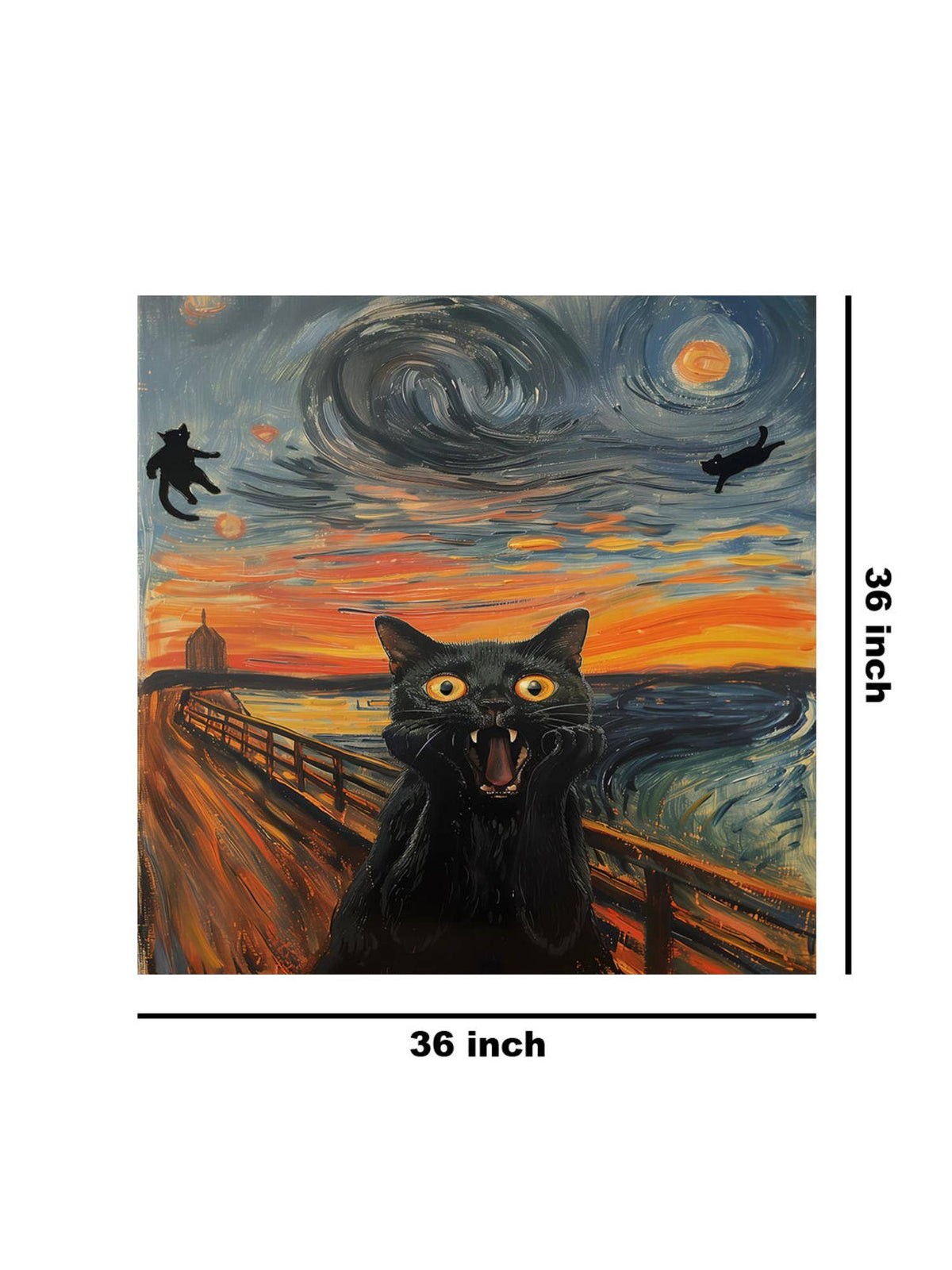999Store Scream Cat Canvas-Wrapped Painting
