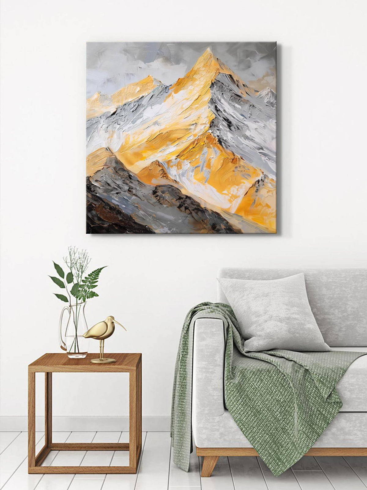 999Store Golden Peaks Canvas-Wrapped Painting