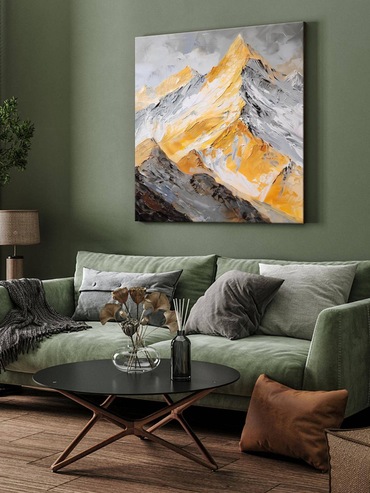 999Store Golden Peaks Canvas-Wrapped Painting