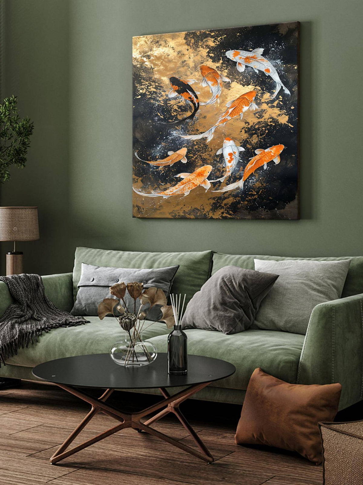 999Store Koi Fish Serenity Canvas-Wrapped Painting