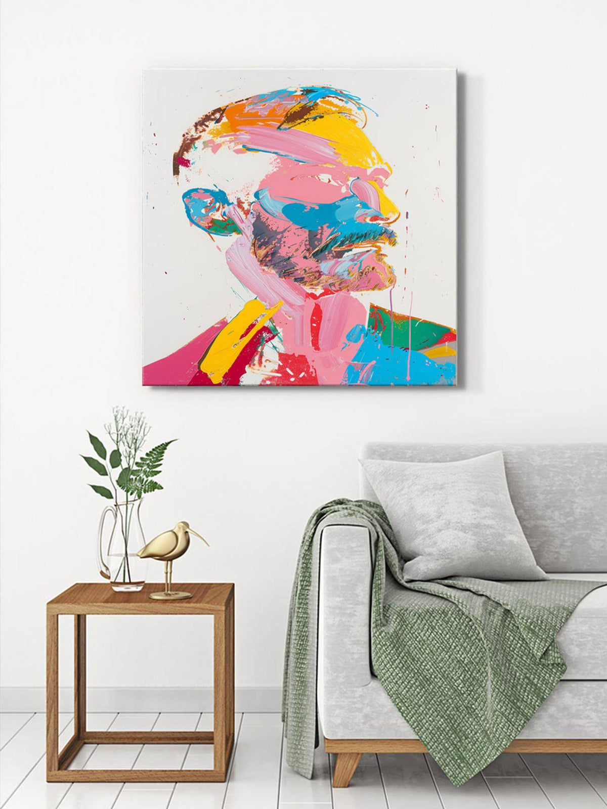 999Store Dynamic Male Portrait Canvas-Wrapped Painting