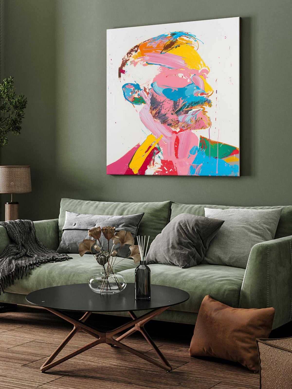 999Store Dynamic Male Portrait Canvas-Wrapped Painting