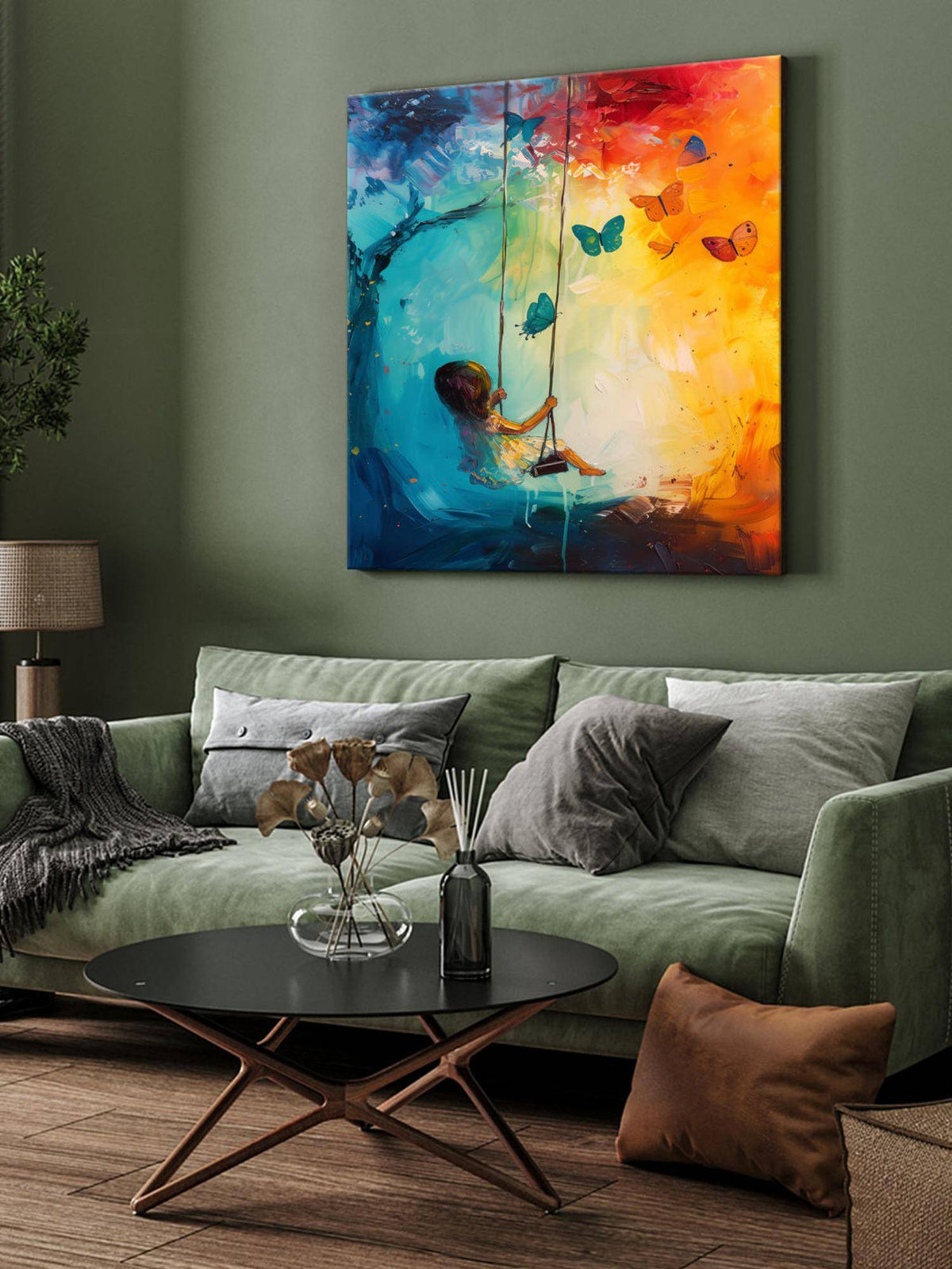 999Store Whimsical Child On Swing Canvas-Wrapped Painting