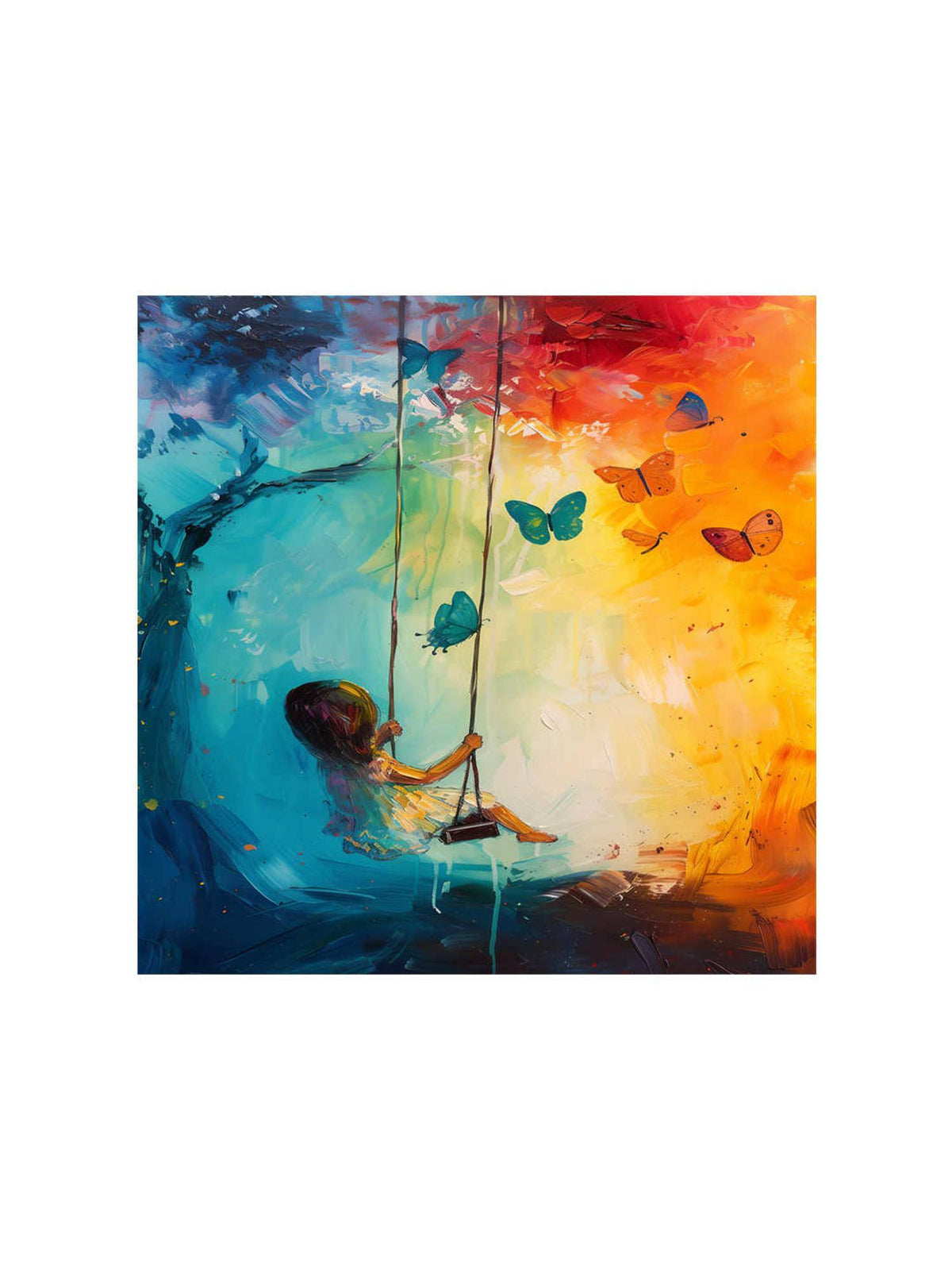 999Store Whimsical Child On Swing Canvas-Wrapped Painting