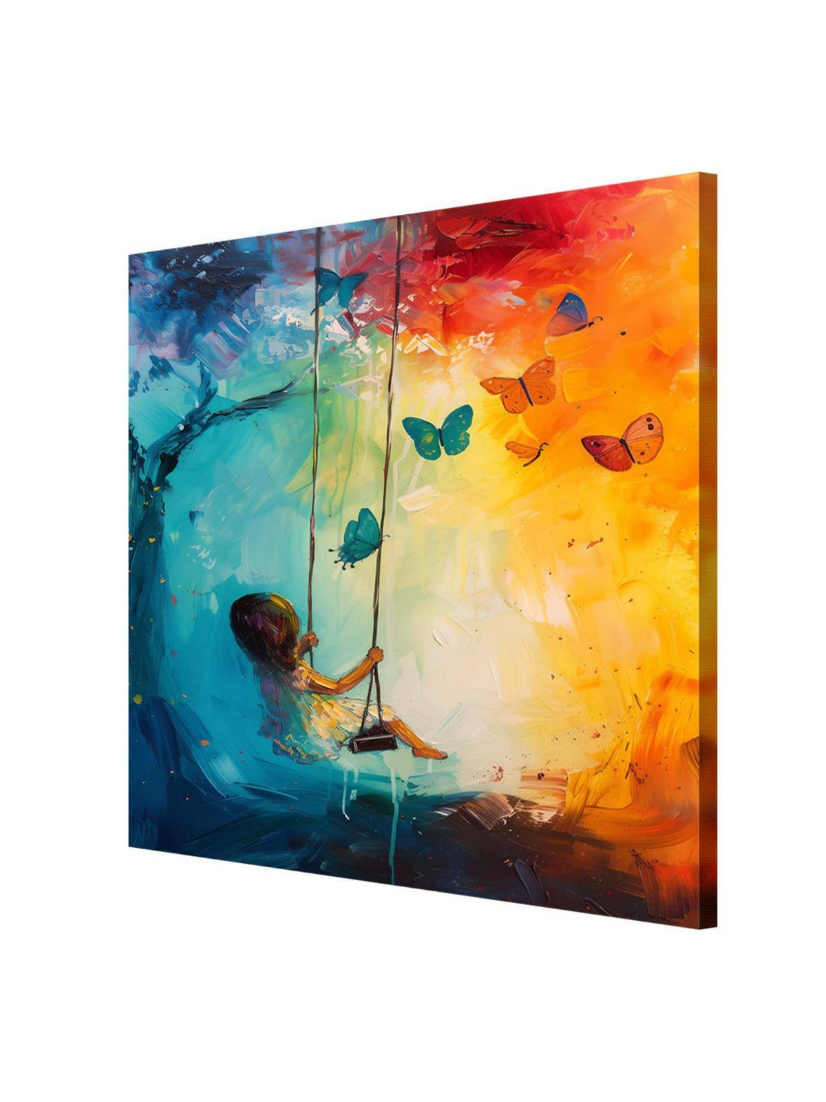 999Store Whimsical Child On Swing Canvas-Wrapped Painting