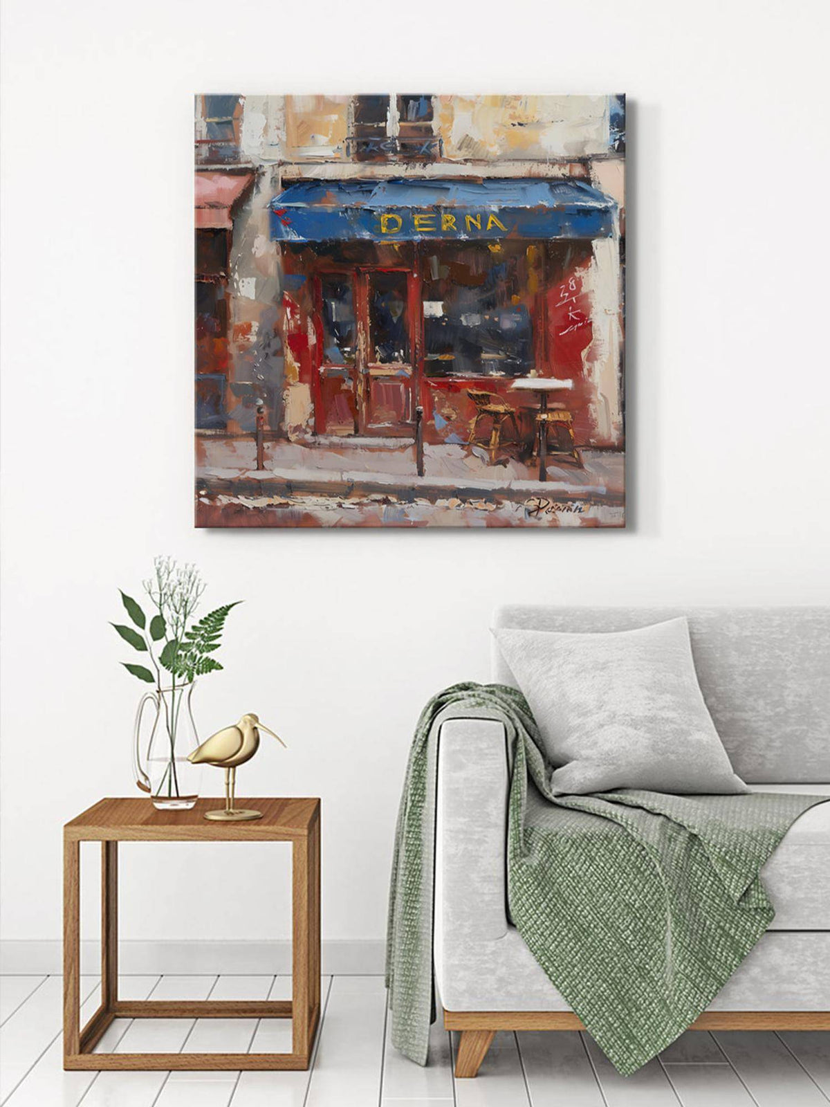 999Store Charming Cafe Street Scene Canvas-Wrapped Painting