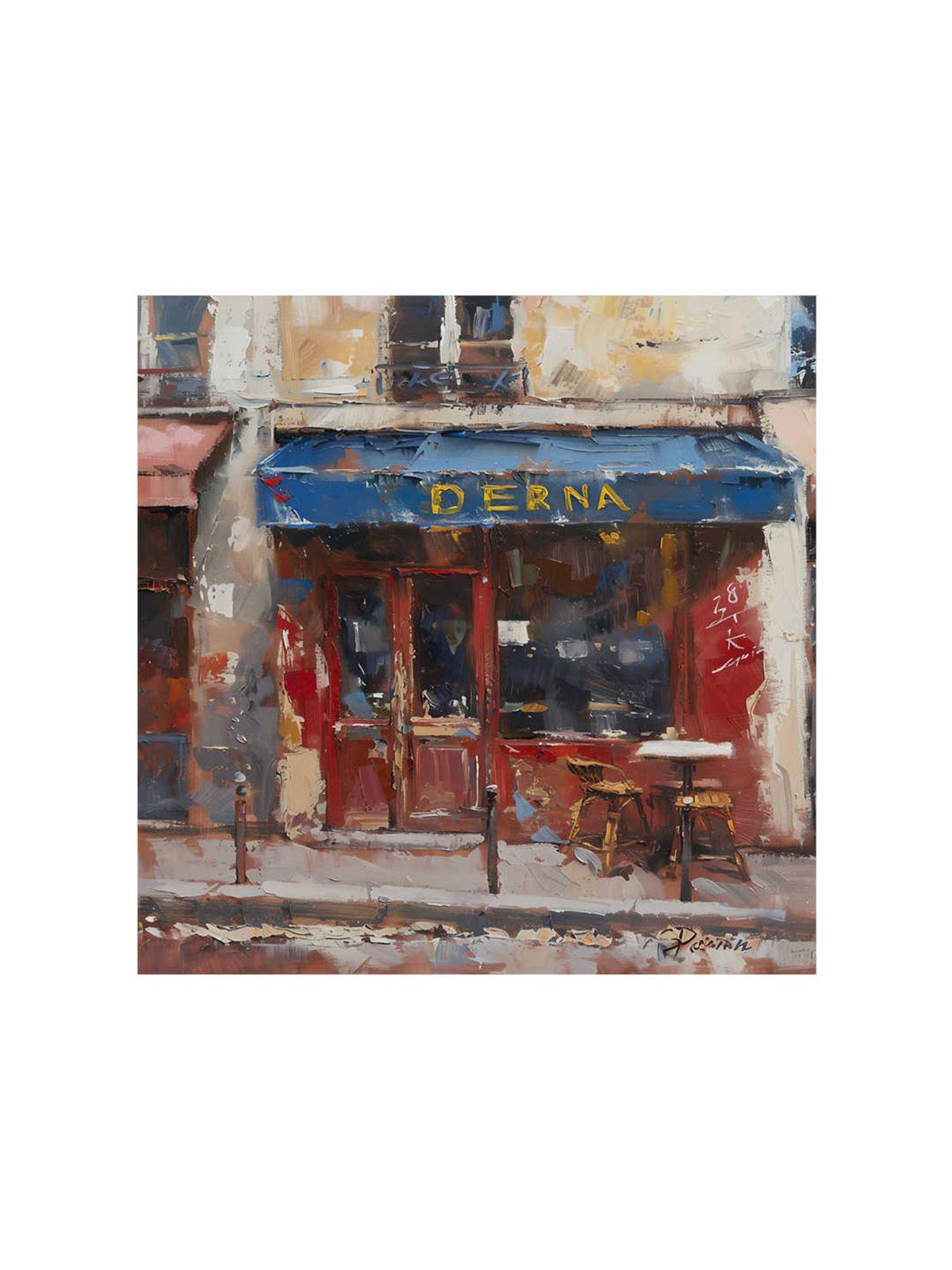 999Store Charming Cafe Street Scene Canvas-Wrapped Painting