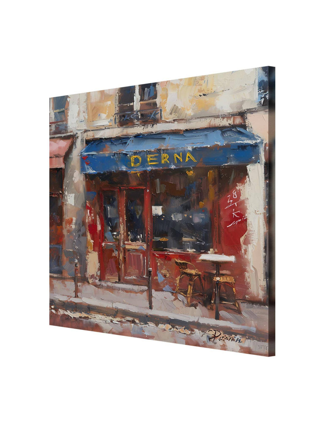 999Store Charming Cafe Street Scene Canvas-Wrapped Painting
