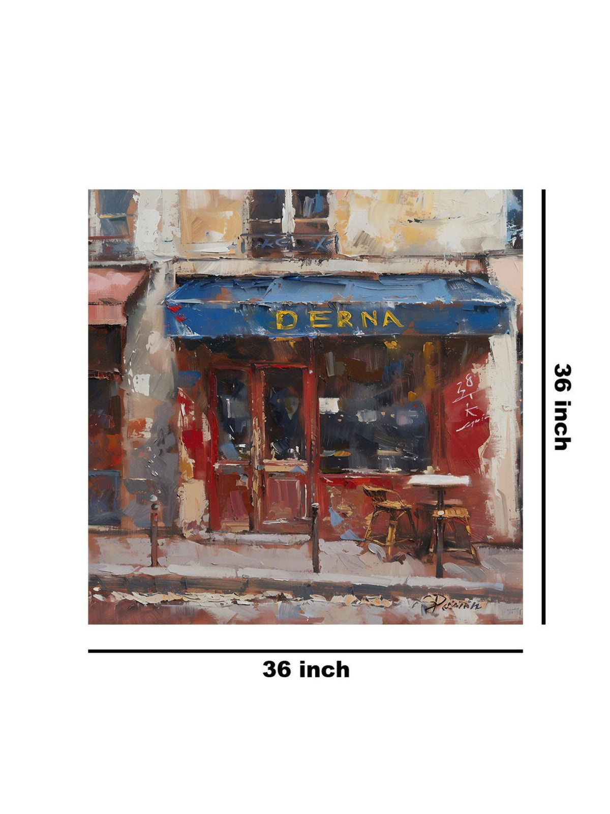 999Store Charming Cafe Street Scene Canvas-Wrapped Painting