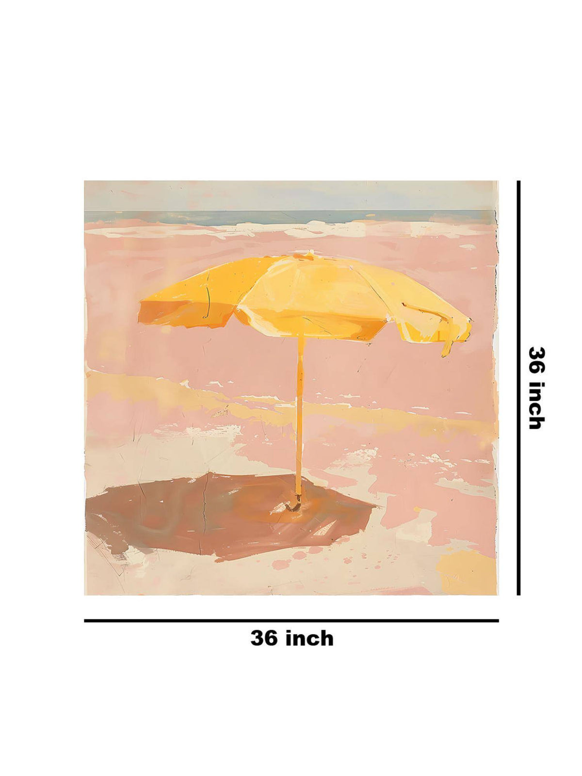 999Store Canvas-Wrapped Minimalist Yellow Umbrella Beach Painting