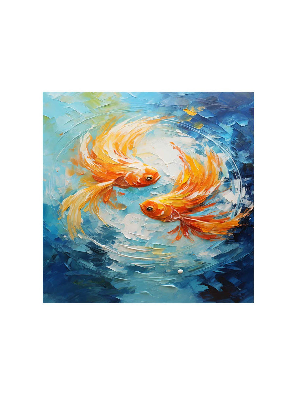 999Store Canvas-Wrapped Two Goldfish In Water Painting