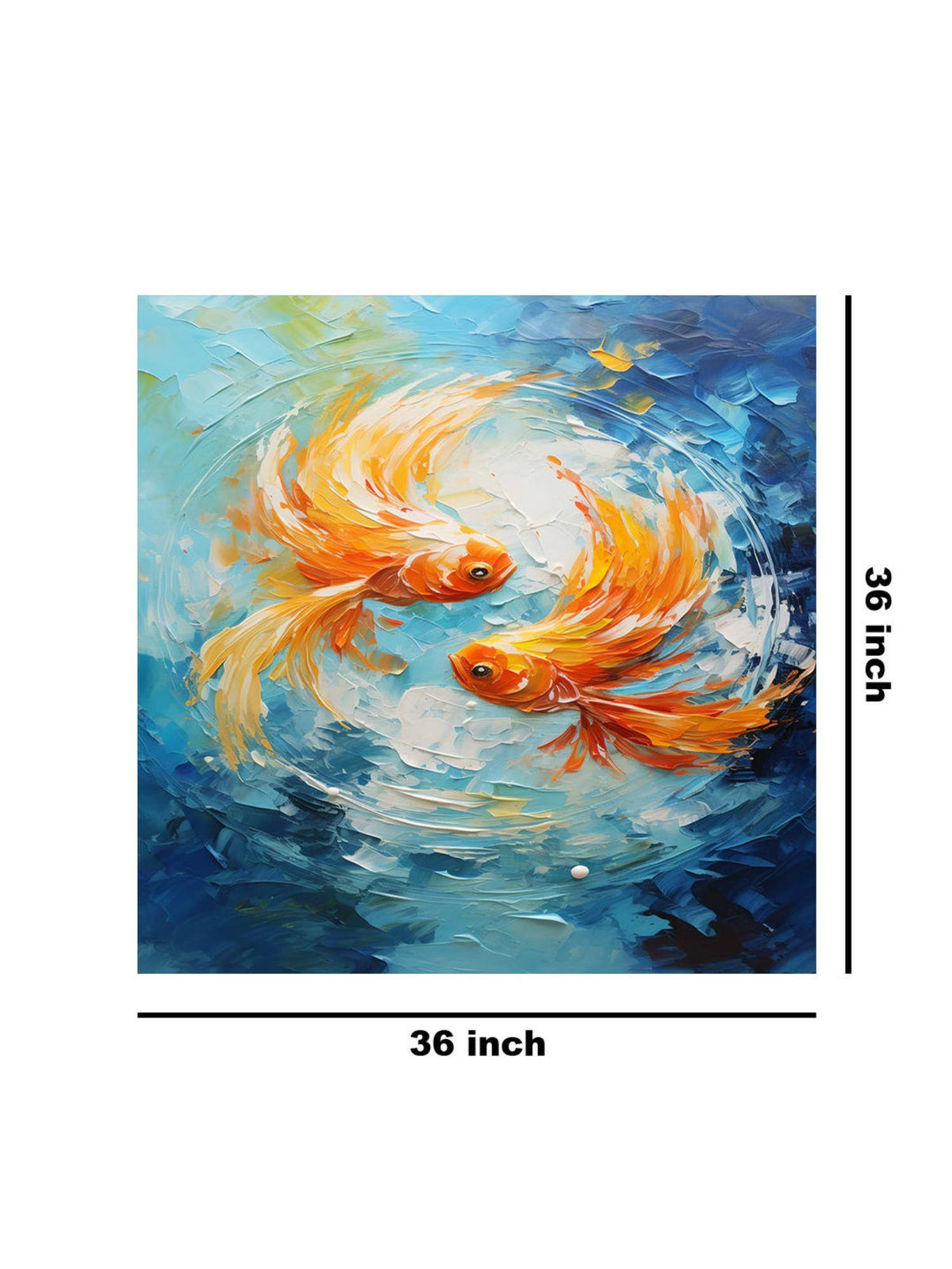 999Store Canvas-Wrapped Two Goldfish In Water Painting