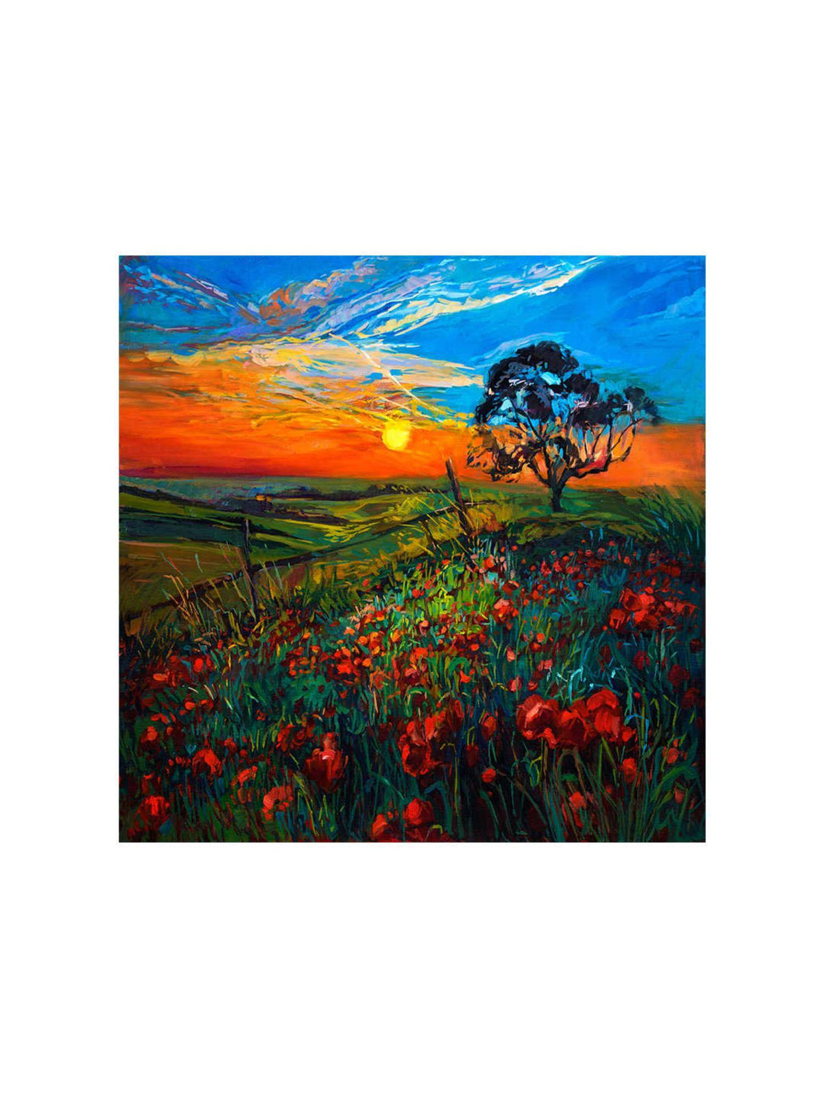 999Store Canvas-Wrapped Sunset Over Field Painting