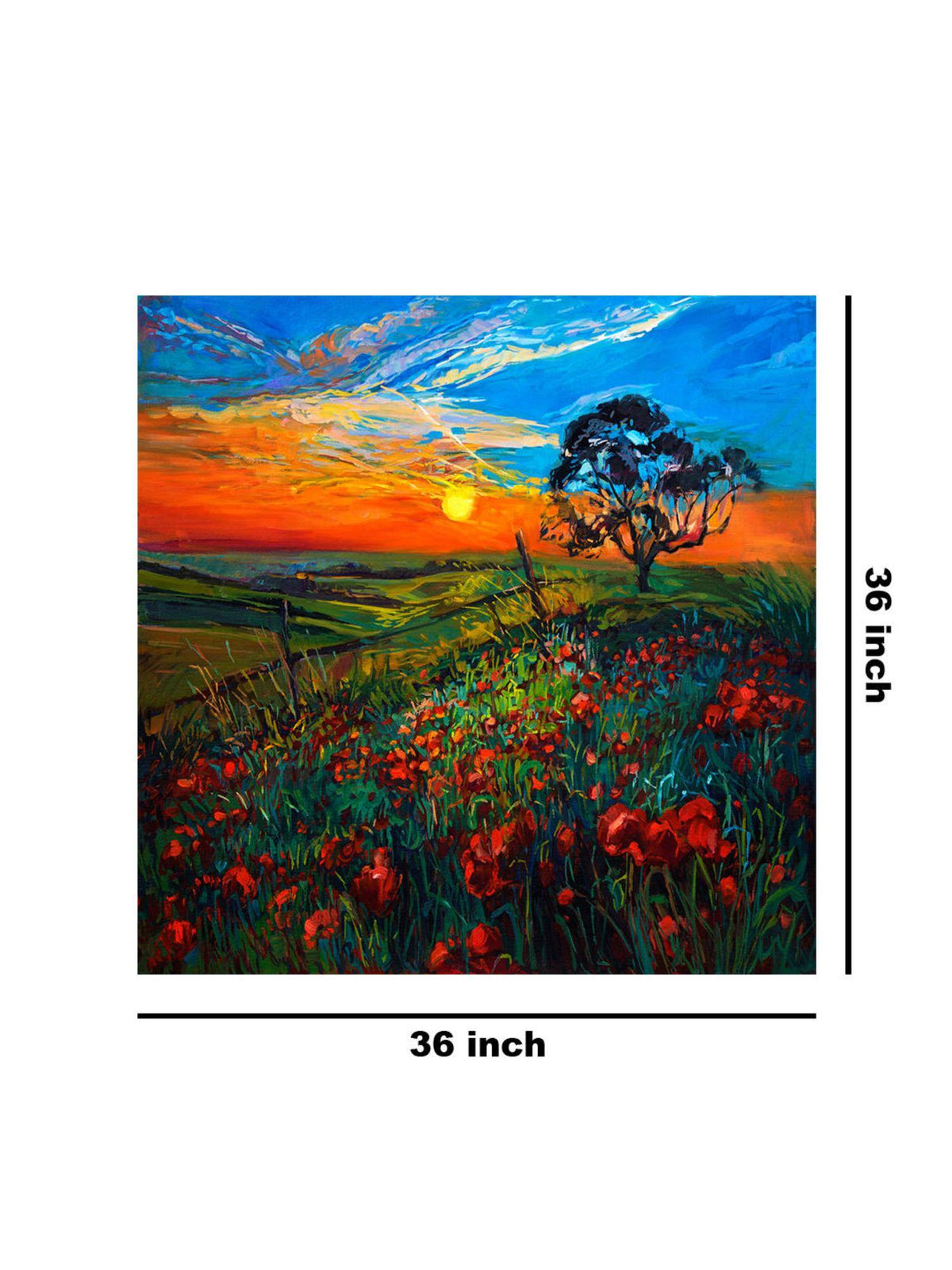 999Store Canvas-Wrapped Sunset Over Field Painting
