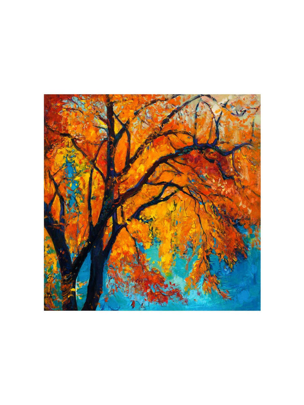 999Store Golden Autumn Tree Canvas-Wrapped Painting