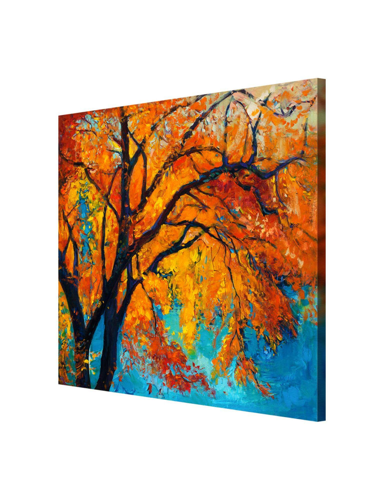 999Store Golden Autumn Tree Canvas-Wrapped Painting