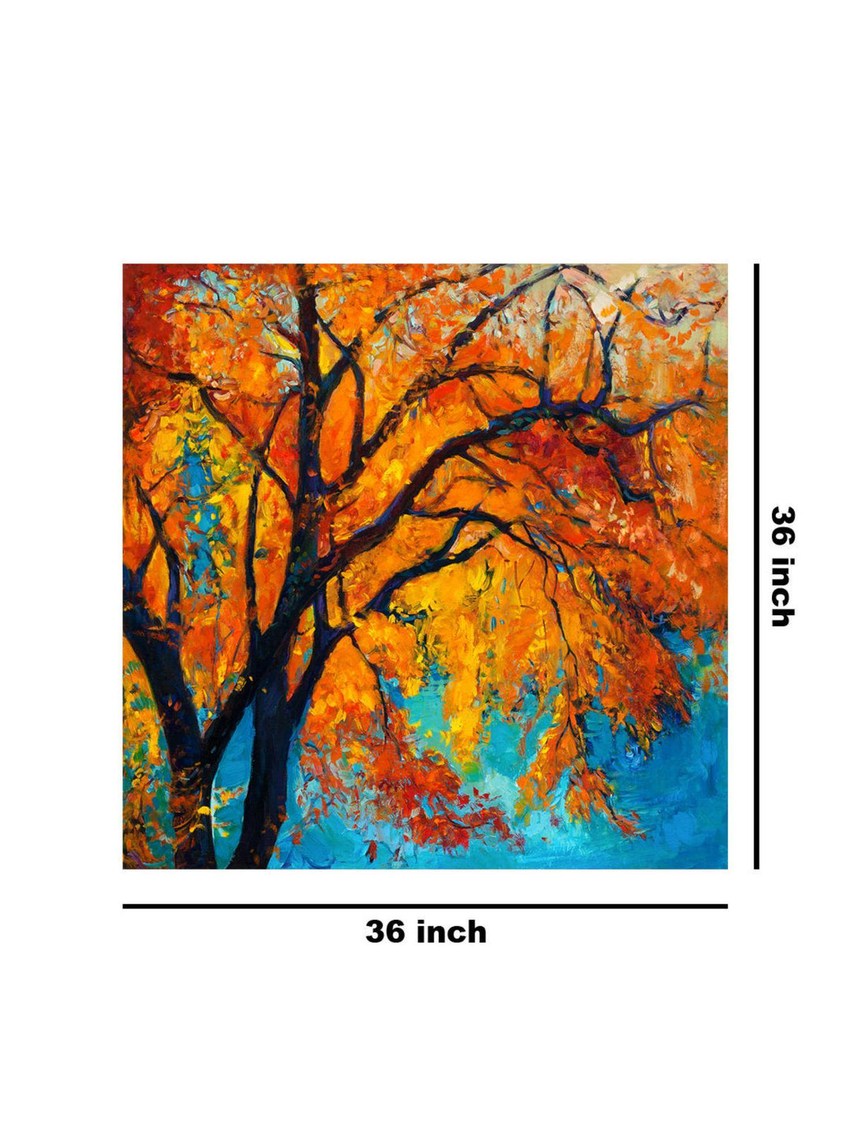 999Store Golden Autumn Tree Canvas-Wrapped Painting