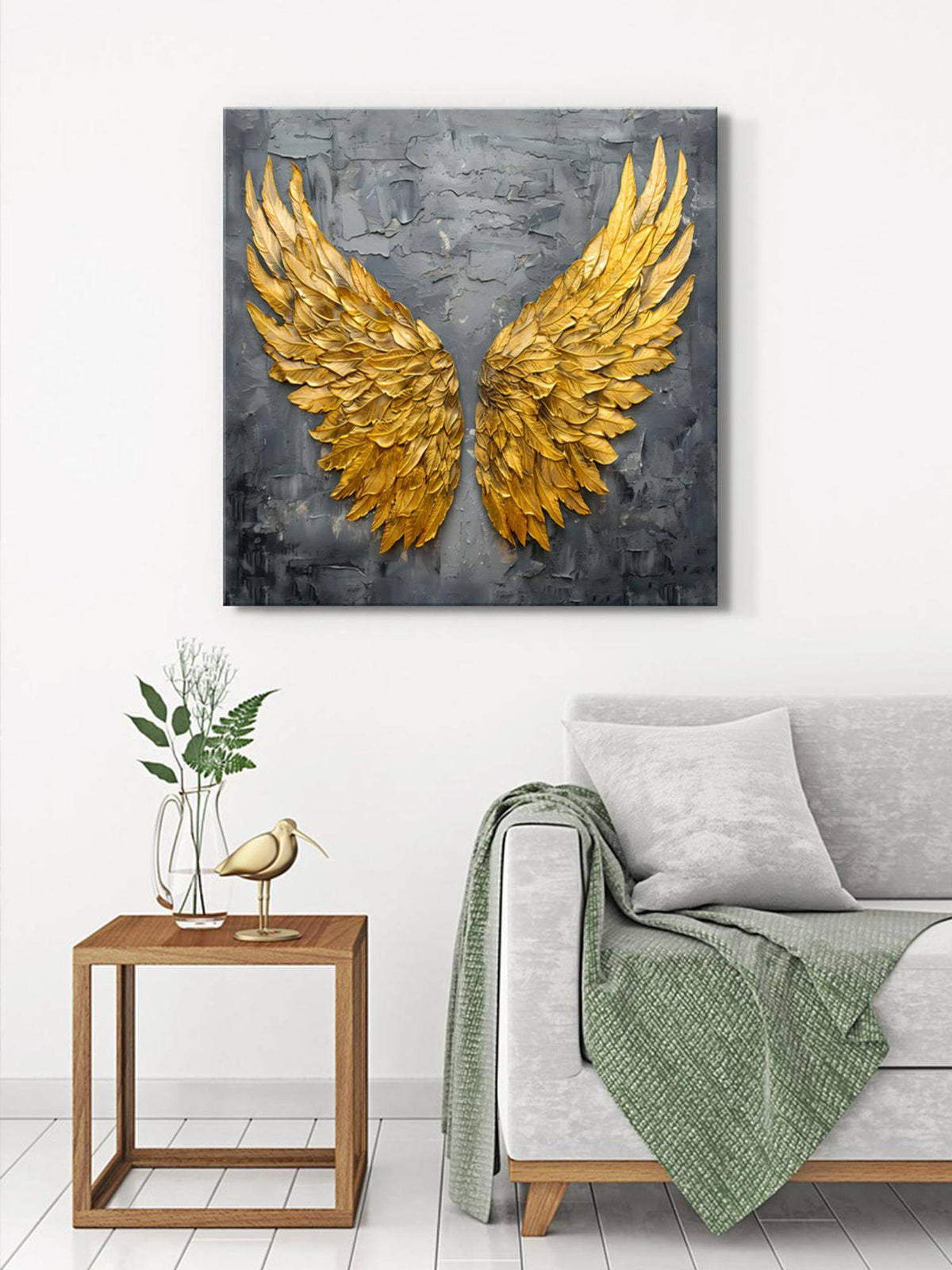 999Store Golden Angel Wings Canvas-Wrapped Painting