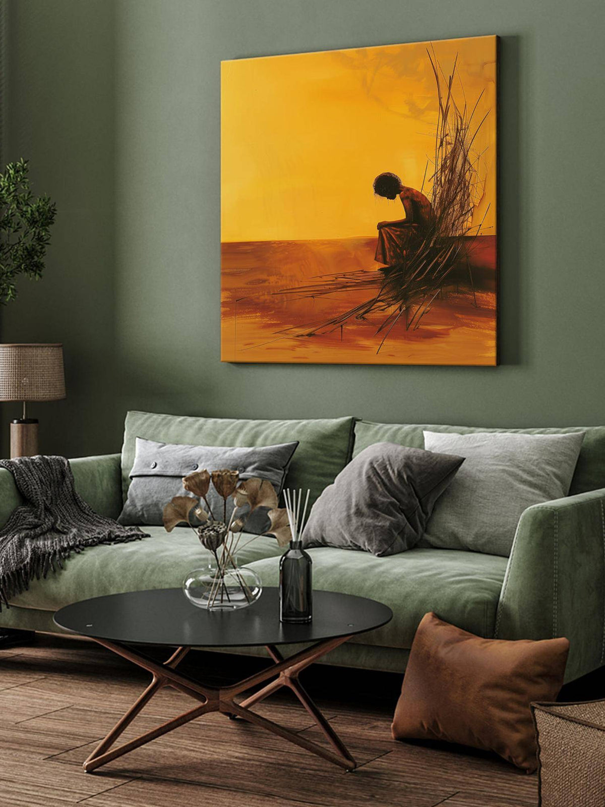 999Store Autumn Tree With Orange Leaves Canvas-Wrapped Painting