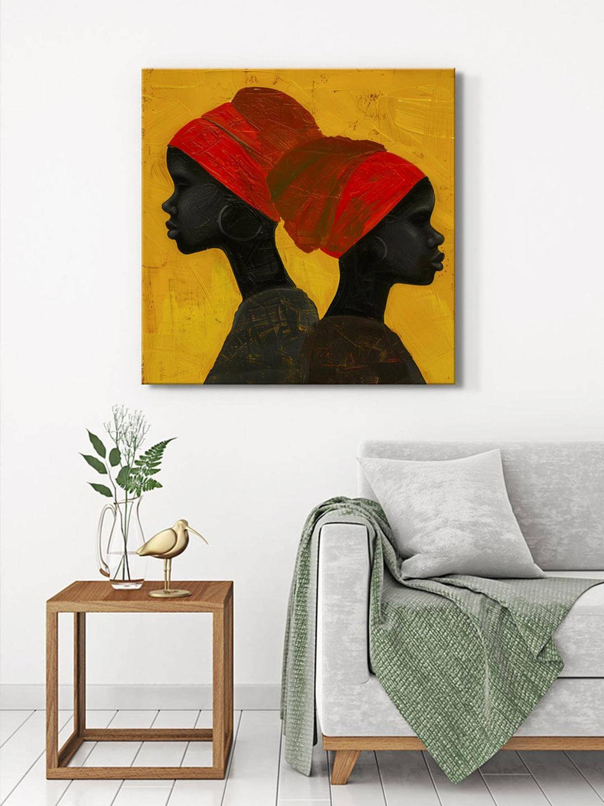 999Store Modern African Silhouette Canvas-Wrapped Painting