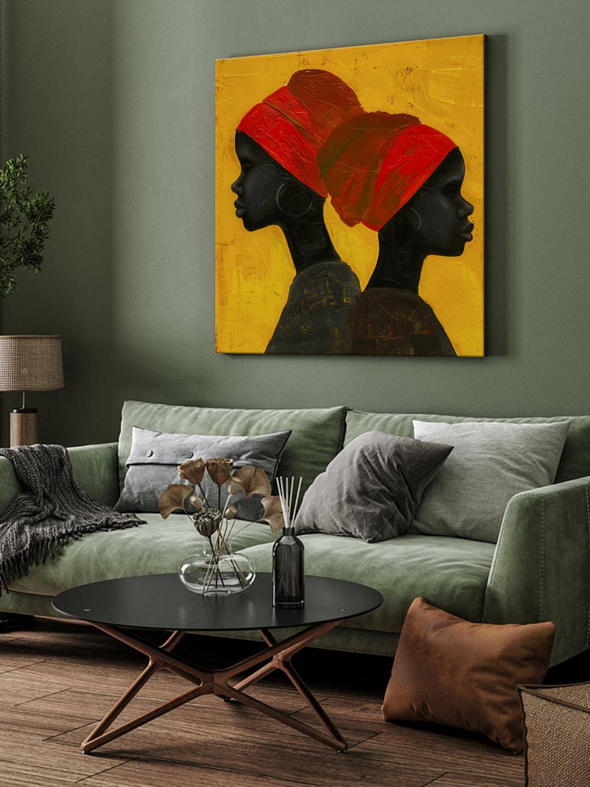 999Store Modern African Silhouette Canvas-Wrapped Painting