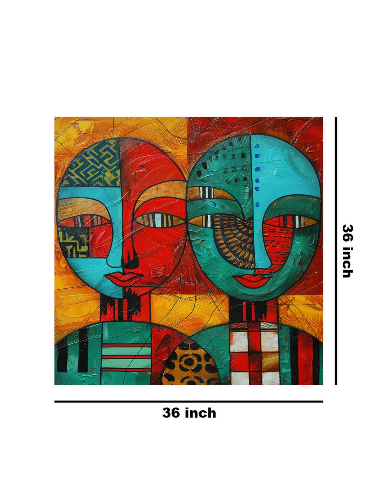 999Store Abstract Faces Vibrant Canvas-Wrapped Painting