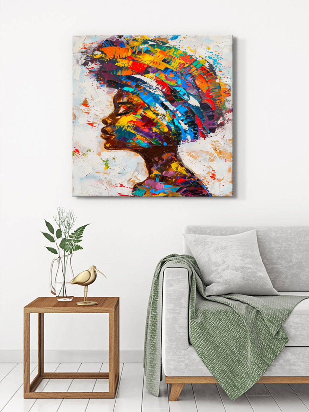 999Store Colourful Woman Profile Canvas-Wrapped Painting