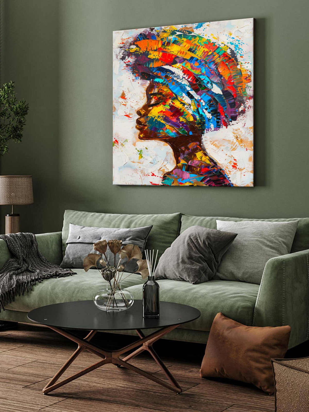 999Store Colourful Woman Profile Canvas-Wrapped Painting