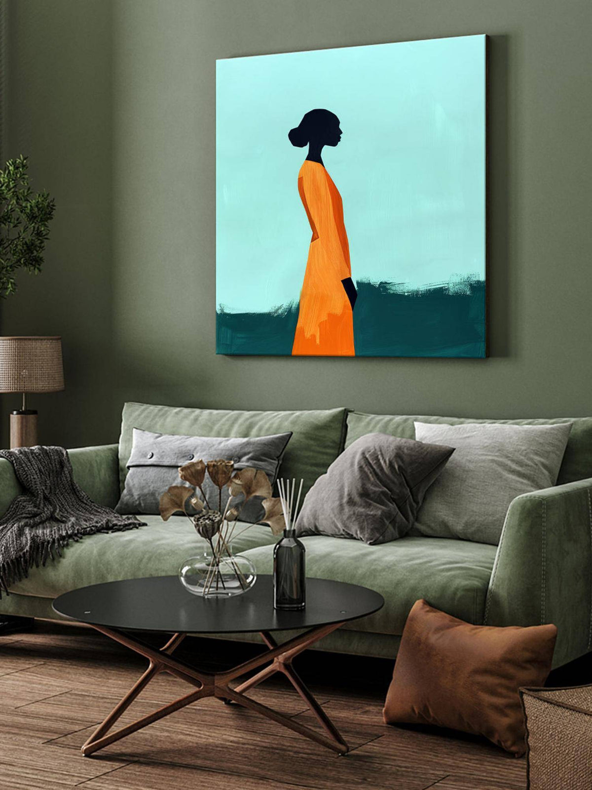 999Store Minimalist Silhouette Canvas-Wrapped Painting