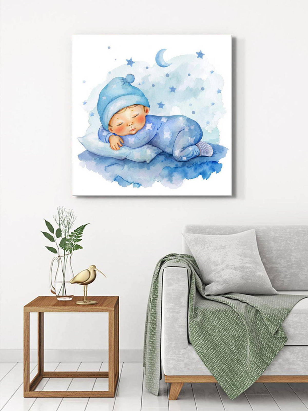999Store Canvas-Wrapped Adorable Baby Sleeping Painting